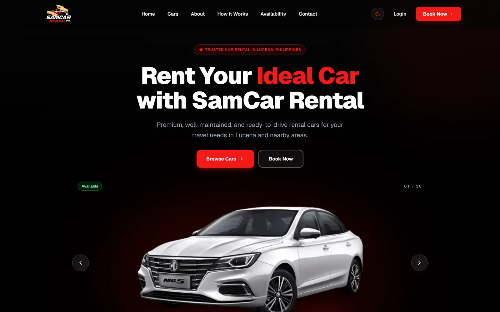 SamCar Rental — interface